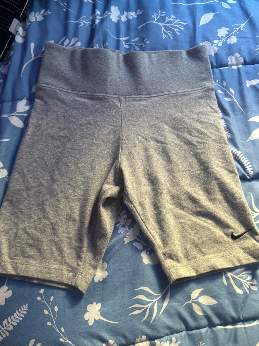 Nike Gray High-Waist Bike Shorts with Swoosh
